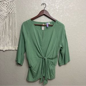 alya francesca's green top with front knot blouse sz M